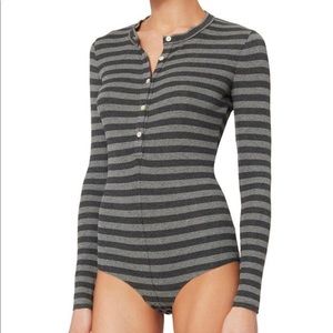 Fleur du mal striped Henley bodysuit